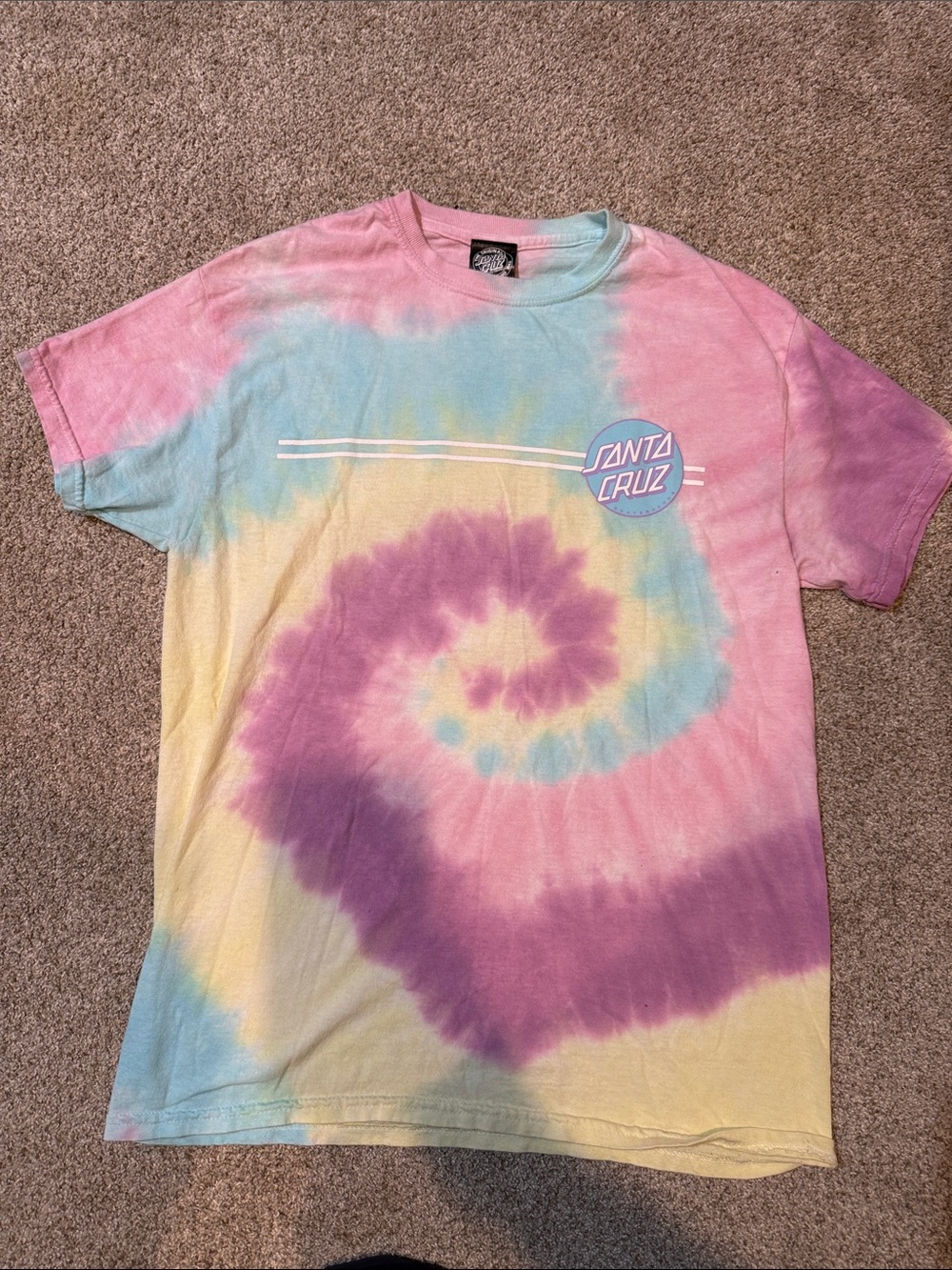 Santa Cruz Skateboards Kids Tie-Dye Logo Tee - Pastel Pink, Purple, Blue, Yellow
